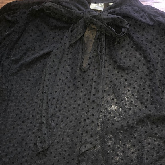 SOHO Tie Neck Black Clip Dot Blouse - Picture 3 of 4